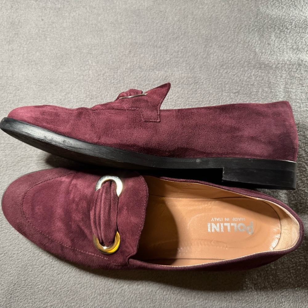 Pollini Purple Burgundy Loafers, Made in Italy